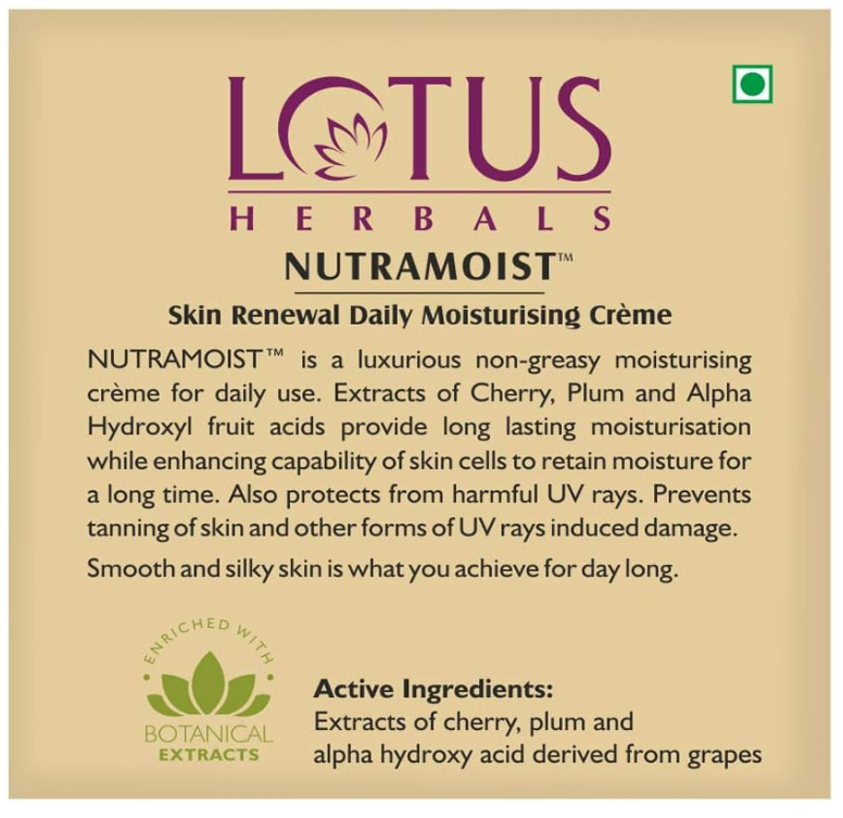 Lotus Herbals Nutramoist Skin Renewal Daily Moisturising Crème SPF 25 - Image 5