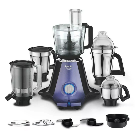 Preethi Zodiac Glitter MG‑264 750 W Mixer Grinder – 5‑Jar, Master Chef+ Food Processor & Super Extractor, Lavender/Black, 5‑Year Motor Warranty