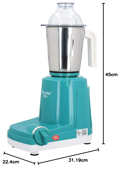 Preethi Trio 500 W Stand Mixer Grinder (MG‑182/08) – 2 Stainless‑Steel Jars & Flexi‑Lid - Image 4