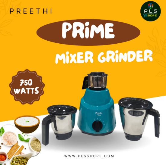 Preethi Prime MG-286 750W Mixer Grinder – 3 Stainless Steel Jars & ABS Body for Modern Kitchens - Image 3
