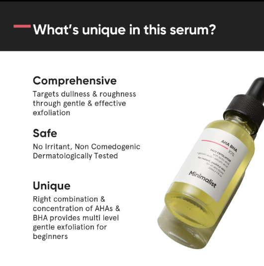 Minimalist AHA 10% + BHA 2% Exfoliating Serum – Glycolic & Salicylic for Smoother Skin (30 ml) - Image 2