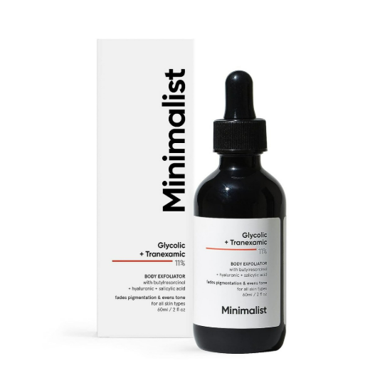 Minimalist 11% Glycolic + Tranexamic Acid Body Exfoliator – Brightening AHA/BHA Serum (60 ml)