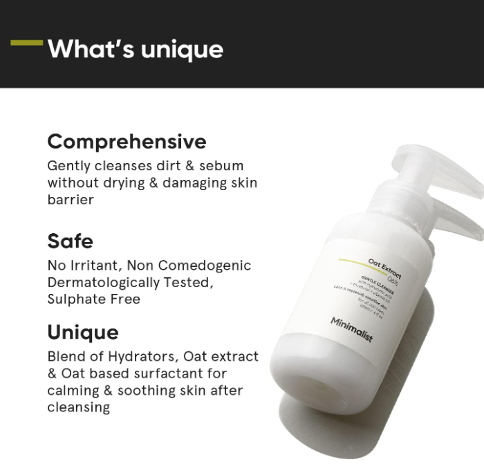 Minimalist Gentle Cleanser – 6% Oat Extract with Hyaluronic Acid (120 ml) - Image 3