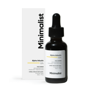 Minimalist 2% Alpha Arbutin Serum with Hyaluronic Acid – Reduces Tanning, Pigmentation & Blemishes (30ml)