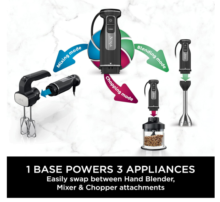 Ninja Foodi 3‑in‑1 Hand Blender, Mixer & Chopper – CI100ME, 850 W, Silver/Black - Image 7