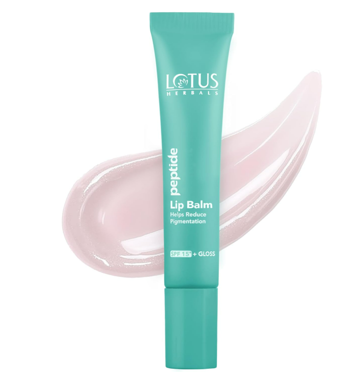 Lotus Herbals Peptide Lip Balm SPF 15 – Hyaluronic Acid, Vitamin E, No Tint, Vanilla Scent (10 g)