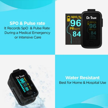 Dr Trust Signature Series Finger Tip Pulse Oximeter – Audio & Visual Alarm – Midnight Black - Image 4