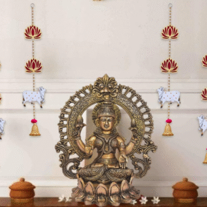 JH Gallery Handmade Lotus with Pichwai Cow Wall & Door Hanging – Traditional Festival Decor
