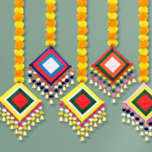 JH Gallery Handmade Artificial Marigold Fluffy Flowers Hanging – Traditional Indian Home Decor