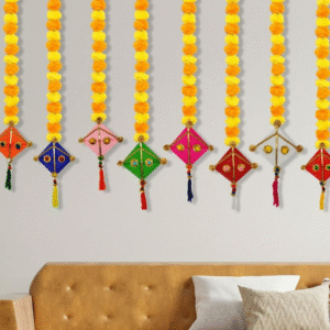 JH Gallery Handmade Artificial Marigold Fluffy Flowers Hanging – Traditional Home Decor