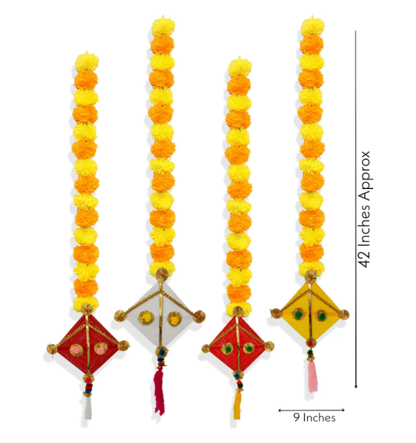 JH Gallery Handmade Artificial Marigold Fluffy Flowers Hanging – Traditional Home Decor - Image 3