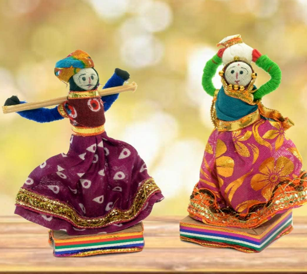 JH Gallery Handmade Recycled Material Rajasthani Kisan Dolls - Image 2