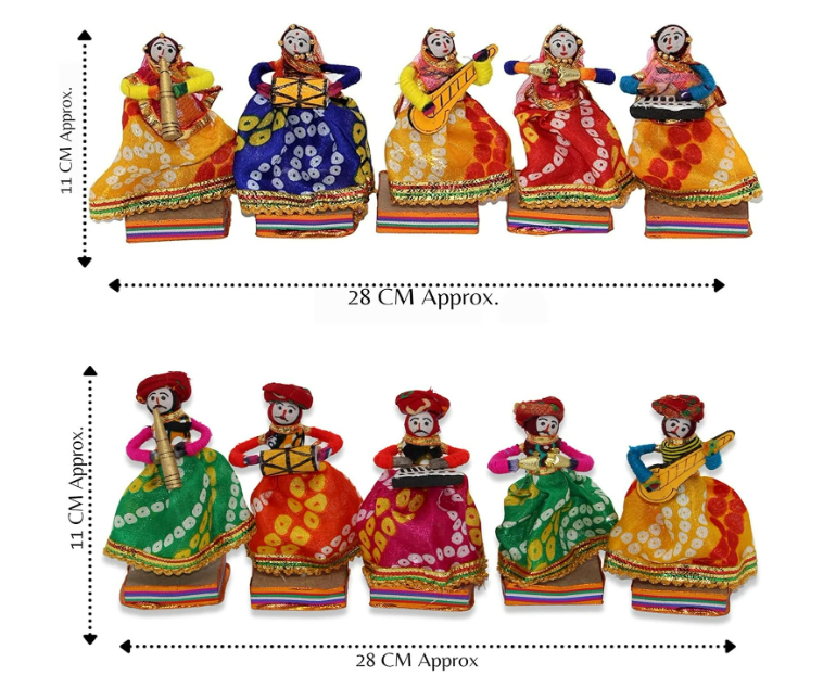 JH Gallery Handmade Recycled Material Rajasthani Kisan Dolls – Multicolour - Image 2