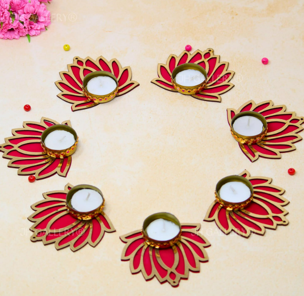 JH Gallery Handcrafted Tealight Decoration – Multicolor, Traditional Home Decor