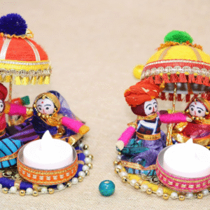 JH Gallery Rajasthani Puppet Tealight Candle Holder – Multicolor, Set of 2