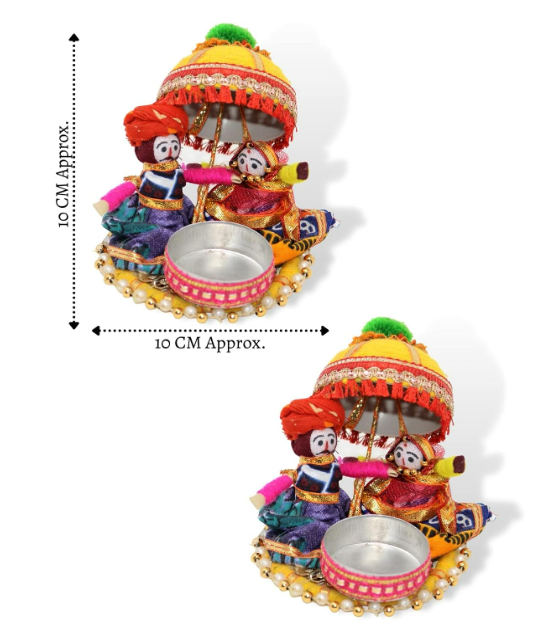 JH Gallery Rajasthani Puppet Tealight Candle Holder – Multicolor, Set of 2 - Image 2