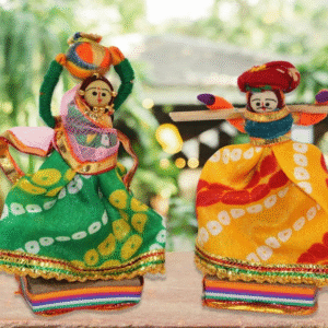 JH Gallery Handmade Rajasthani Kisan Dolls – Multicolour Decorative Figurines