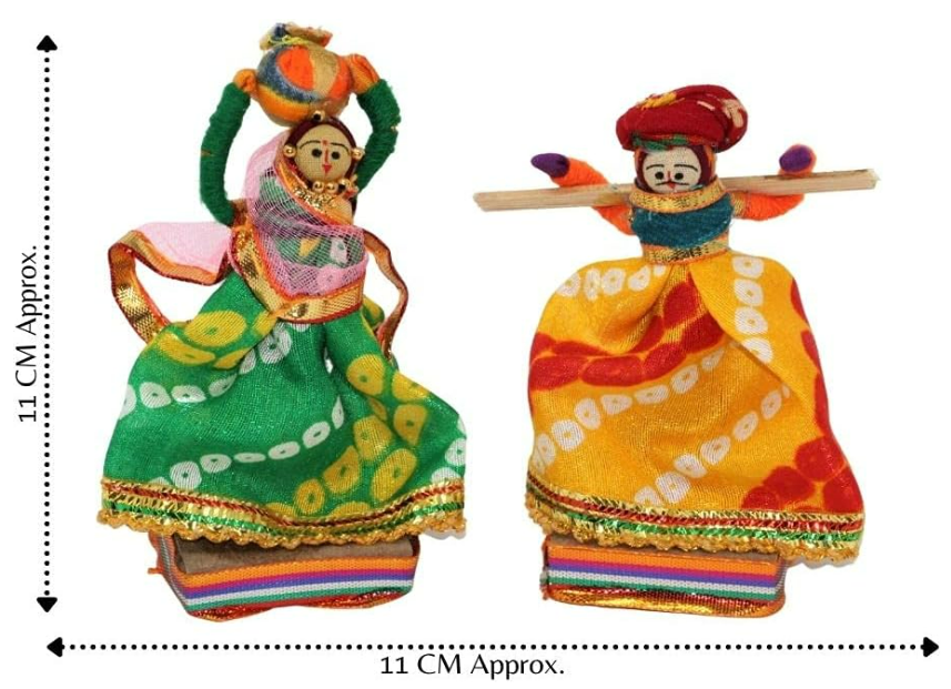 JH Gallery Handmade Rajasthani Kisan Dolls – Multicolour Decorative Figurines - Image 2