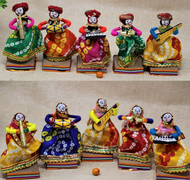 JH Gallery Rajasthani Musician Puppets Set – 10 (5 Male + 5 Female)