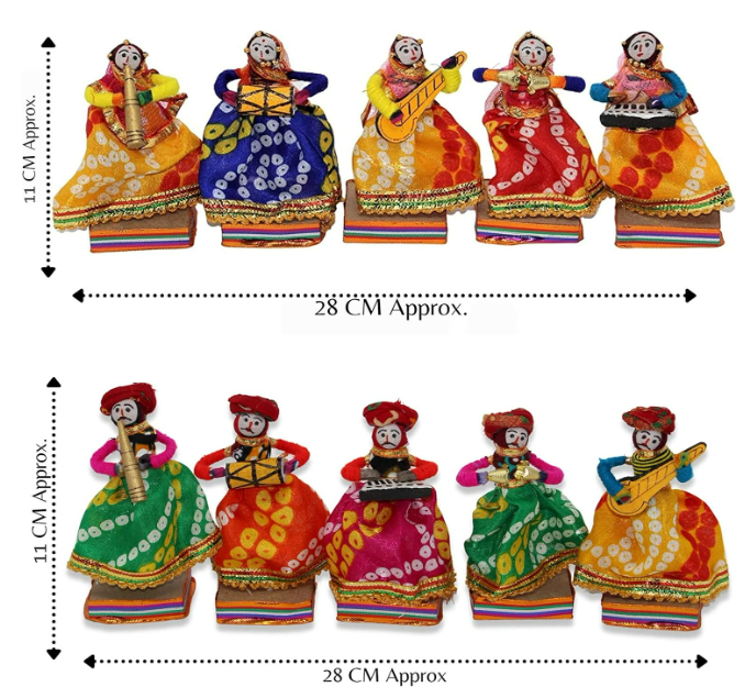 JH Gallery Rajasthani Musician Puppets Set – 10 (5 Male + 5 Female) - Image 2