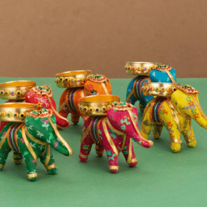 JH Gallery Elephant Tealight Candle Holder – Handcrafted Recycled Iron (Pack of 6)