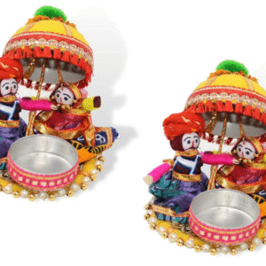 JH Gallery Rajasthani Puppet Tealight Candle Holder – Multicolor, Set of 2