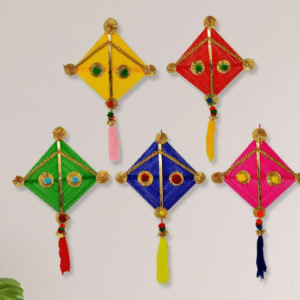 JH Gallery Handmade Woolen Colorful Kite Hanging – Pack of 5 Wall / Door Décor