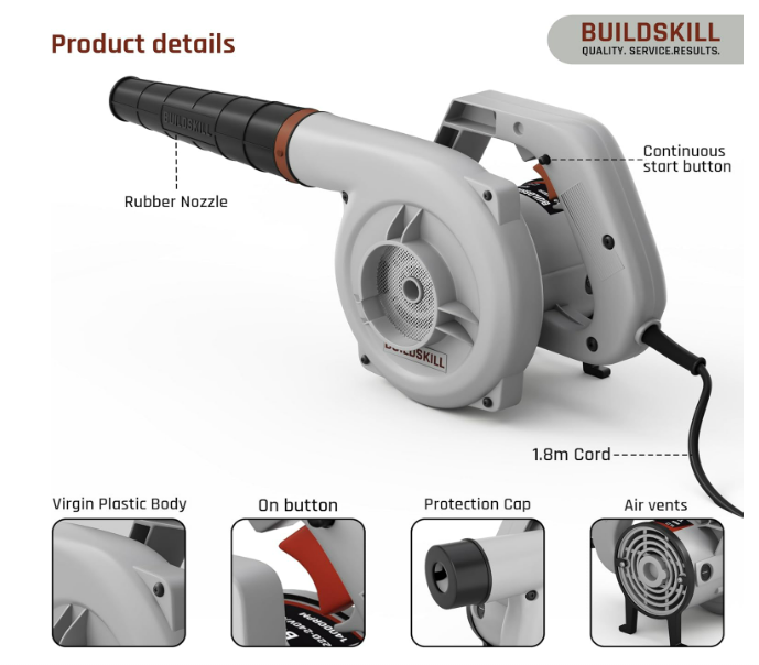 BUILDSKILL Air Blower 575W – High-Speed Copper Motor Portable Blower - Image 2