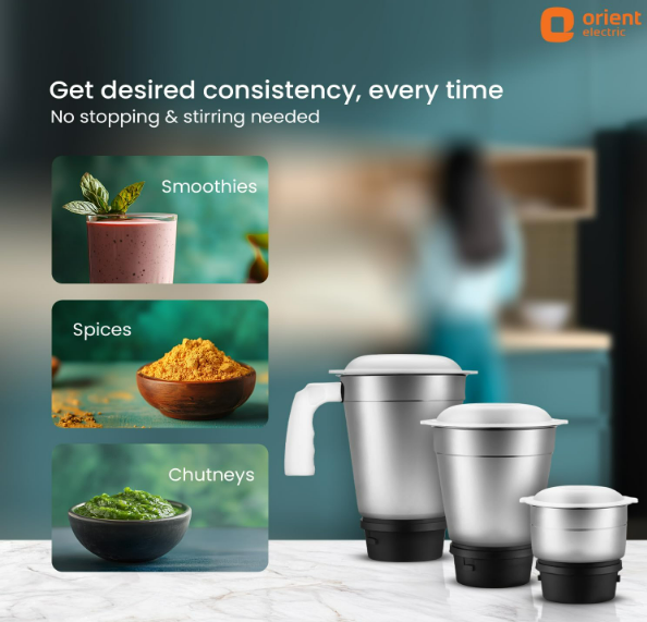 Orient Electric Kitchen Kraft MGKK50B3 500 W Mixer Grinder – 3-Jar Stainless Steel Grinder - Image 5