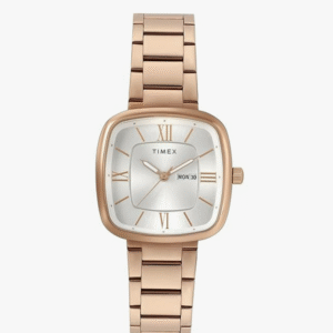 Timex Women's Silver Square Analog Watch with Stainless Steel Bracelet